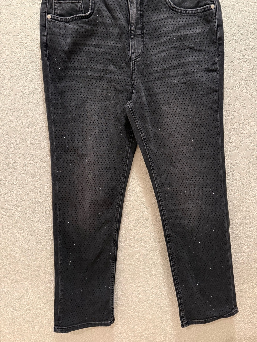 Pilcro by Anthropologie Black straight leg jeans with black studs down the front